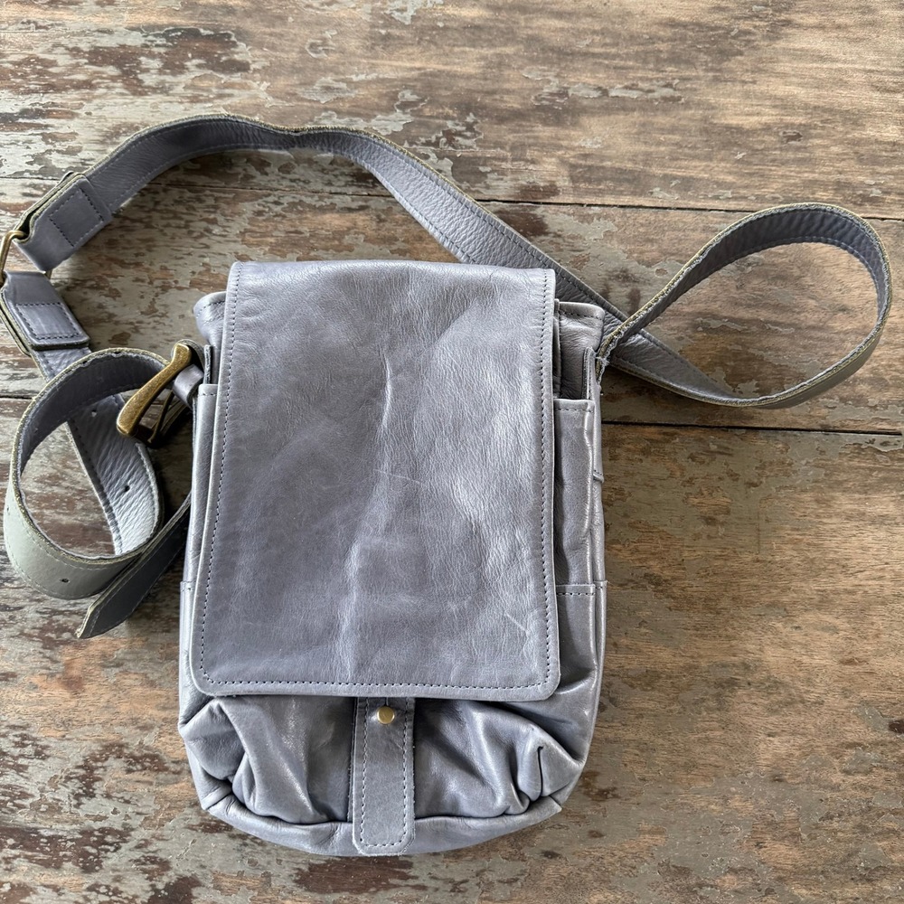 Jas MB London Grey Leather Messenger Crossbody Bag Adjustable Strap Handmade UK